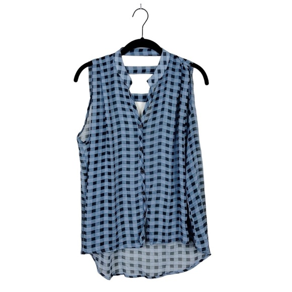 H.I.P. Happening in the Present Blue Checkered Open Back Sleeveless Top Size M - Picture 1 of 6